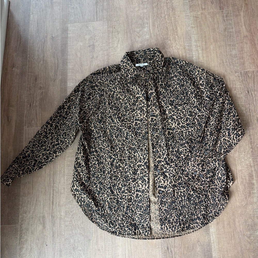 Madewell size 4 Leopard Print Button-Up Shirt Jacket - Brown/Black